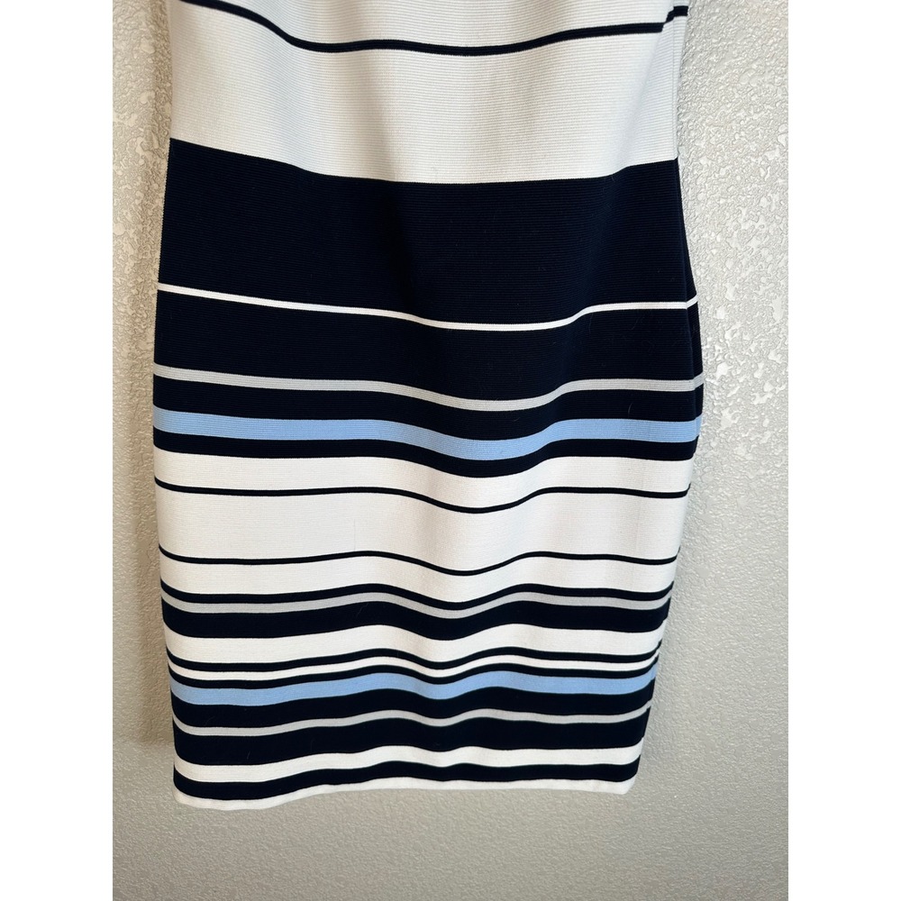 Calvin Klein Women's Blue White Striped Sleeveless Classic Sheath Dress 4 - Picture 3 of 9